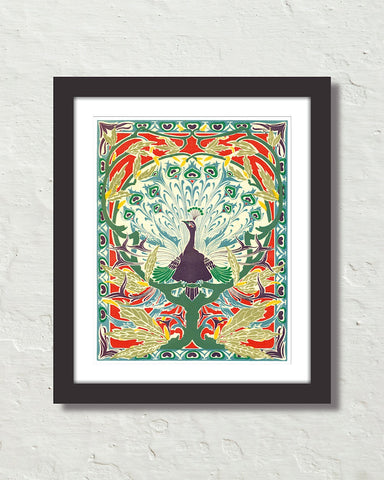 VINTAGE ART NOUVEAU PEACOCK CANVAS ART PRINT