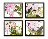 Tropical Woodblock Orchids Botanical Print No.3 - Giclee Print