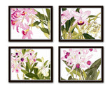 Tropical Woodblock Orchids Botanical Print No.4 - Giclee Print