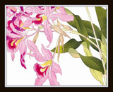 Tropical Woodblock Orchids Botanical Print No.1 - Giclee Print