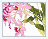 Tropical Woodblock Orchids Botanical Print No.1 - Giclee Print